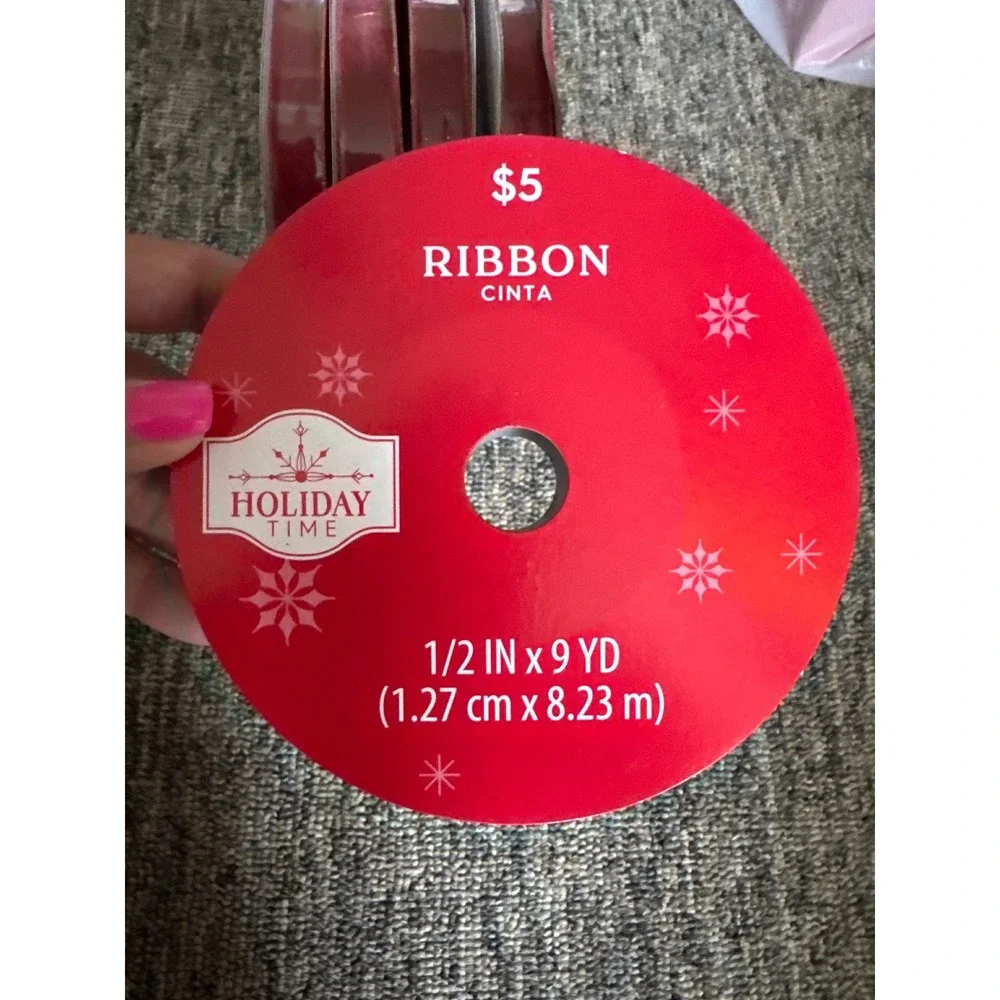 5-Holiday Time Red Velvet Ribbon 1/2 Inch x 9 Yards Bulk Christmas Crafting 36yd